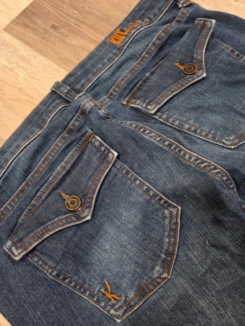 Y2K Style Kut from the Kloth Dark Blue Denim Flared Wide Legged Jeans Size 12 - Picture 3 of 5